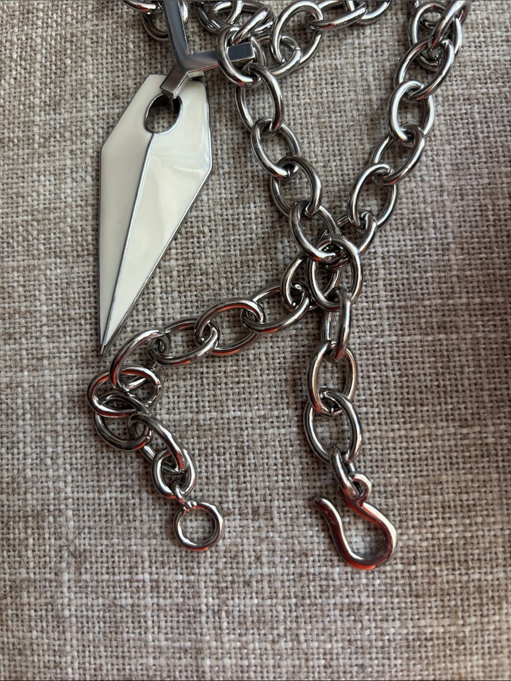 Rebbeca Minkoff Silver & white enamel blade Necklace - Picture 7 of 8
